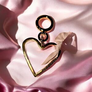 NIB Burberry Women's Gold Heart Bag Charm BNWB